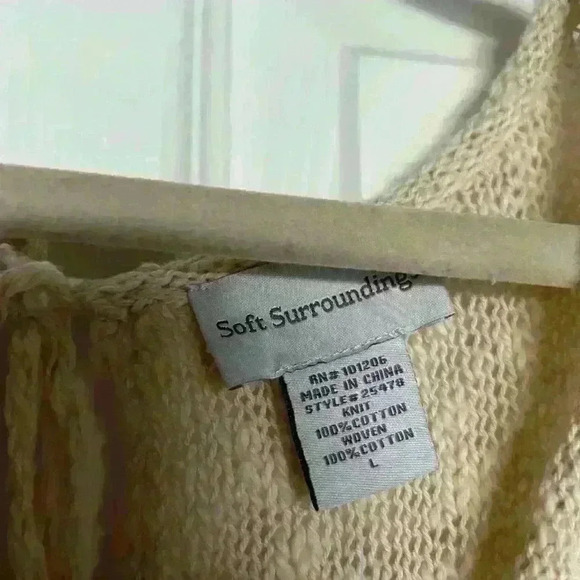 Soft Surroundings Knit Tunic Sweater Womens Size L, Cream NWT Short Sleeve - Picture 2 of 6